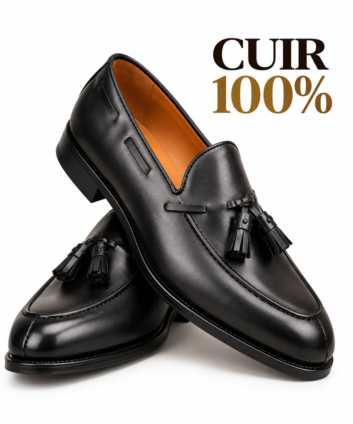 Mocassin a gland en cuir véritable, Qualité supérieure