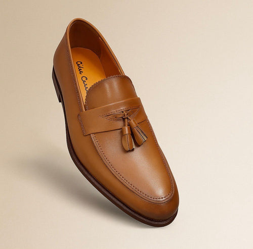 Mocassin à pampilles en cuir véritable, Qualité supérieure
